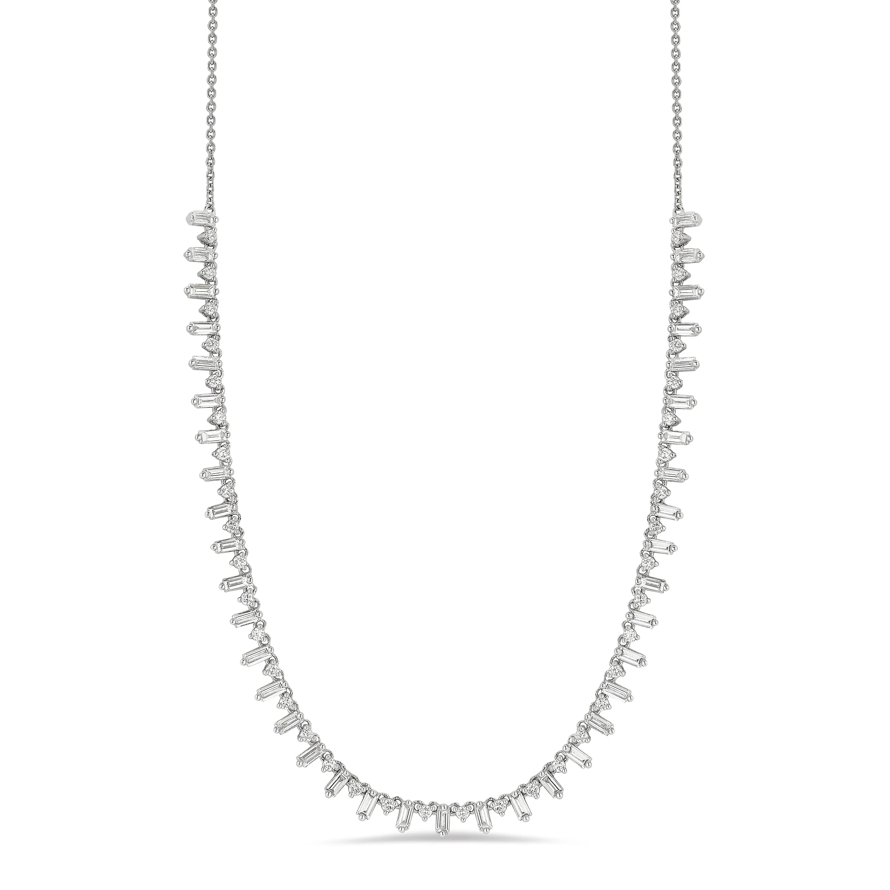Baguette & Round Diamond Fashion Necklace