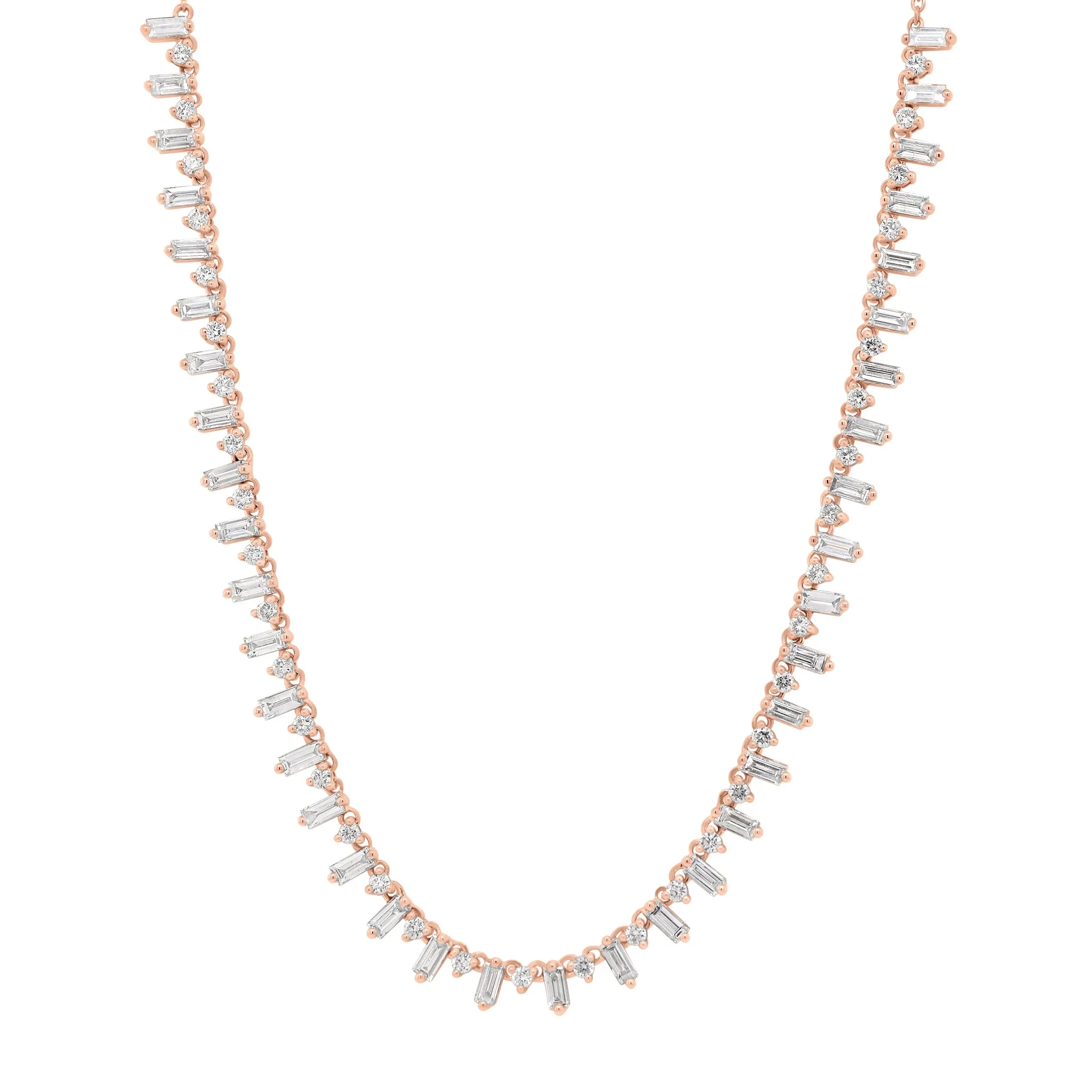 Baguette & Round Diamond Fashion Necklace