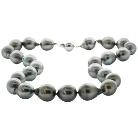 Baroque Tahitian Black Pearl Necklace With 9ct White Gold Clasp