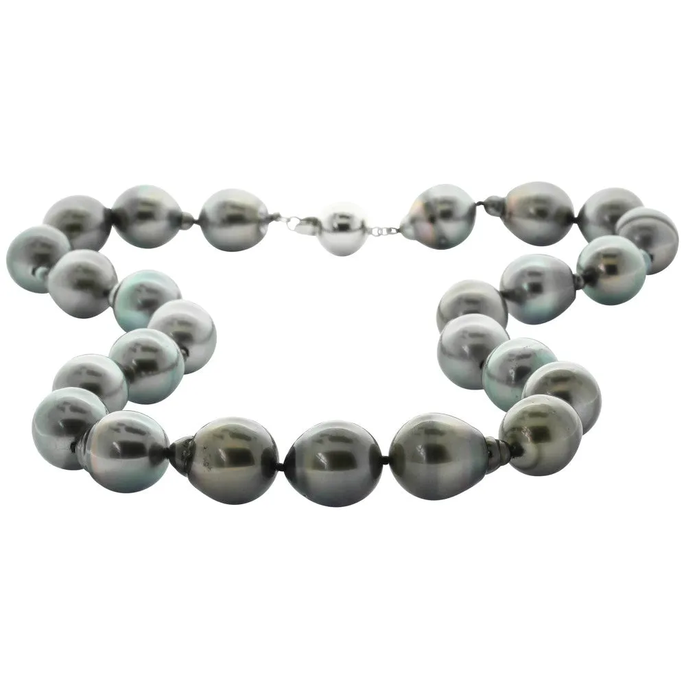 Baroque Tahitian Black Pearl Necklace With 9ct White Gold Clasp