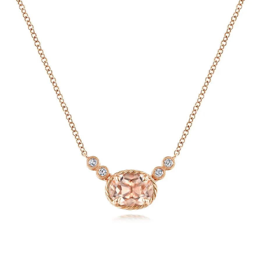 Gabriel & Co. Rose Gold Morganite Pendant nk5937k45mo