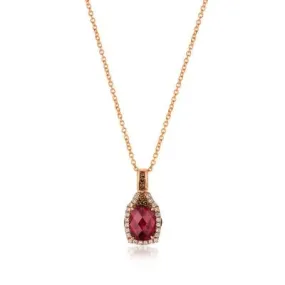 Le Vian 14K Strawberry Gold Raspberry Rhodolite and Chocolate and Vanilla Diamond Necklace